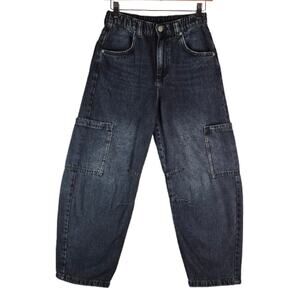 ZARA Dark Wash Wide-Leg Cargo Jeans Size Youth 13/14